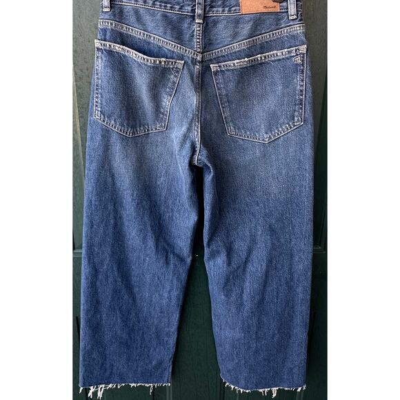 NWOT Madewell Low Slung Baggy Crop Jeans 23 Blue 100% Cotton Raw Hem - Picture 5 of 10